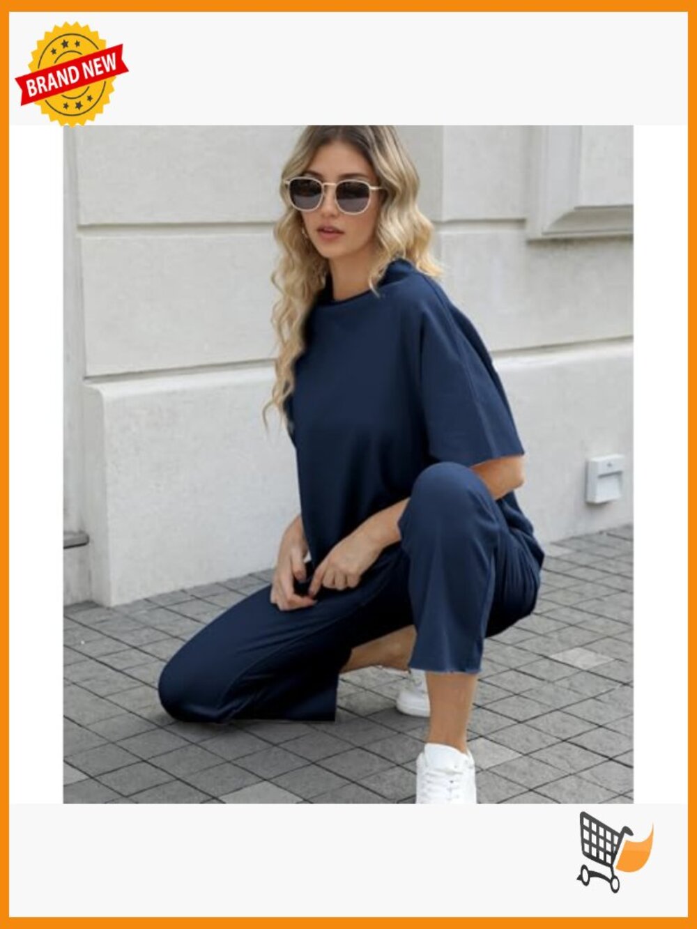 Women's Two Piece Lounge Set Batwing Sleeve Top Wide Leg Pants - Picture 7 of 7